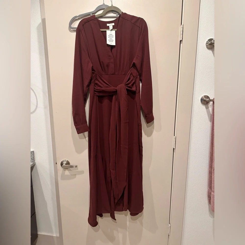 NWT H&M Mama Tie-Detail Crêpe Dress - Picture 4 of 7